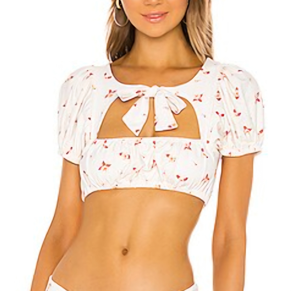 WE WORE WHAT LILY BIKINI TOP IN CREAM